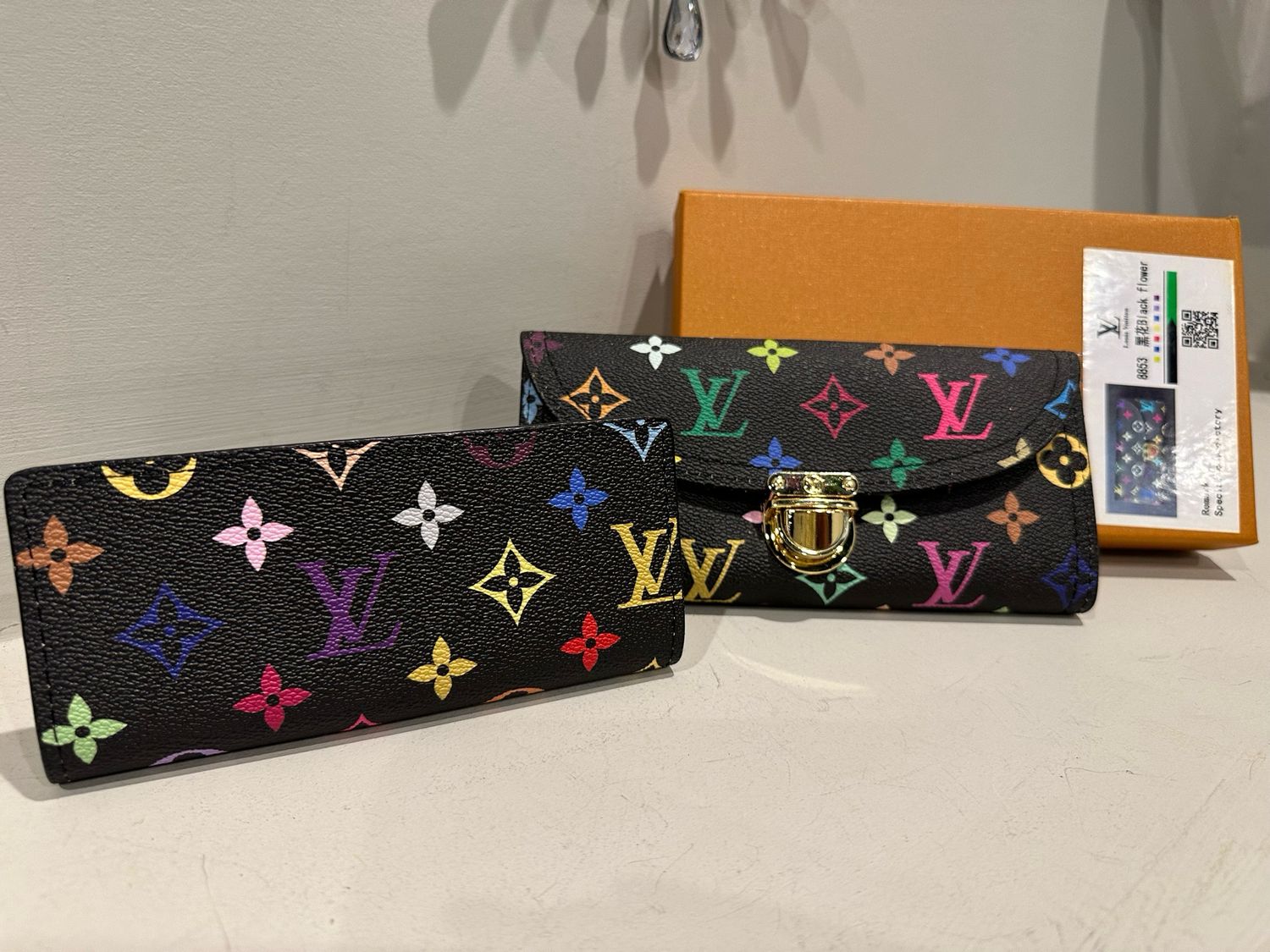 LV Black Colorful 2-pc Wallet