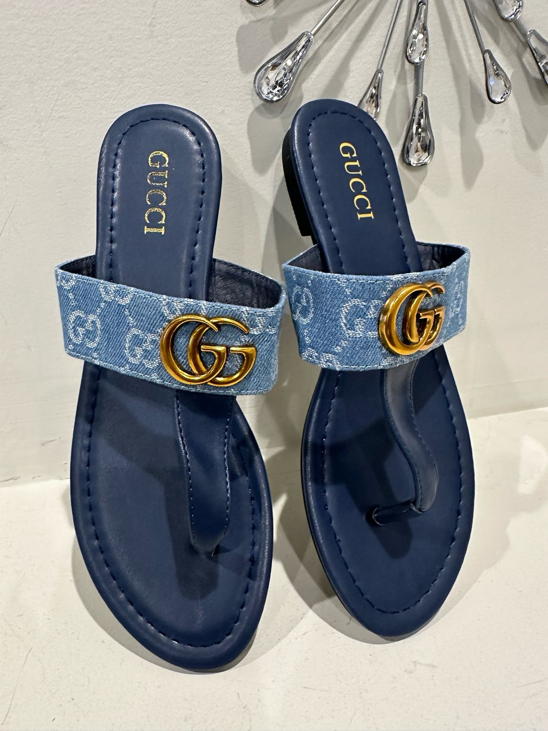 Gucci Denim Mono Flip Flops 8