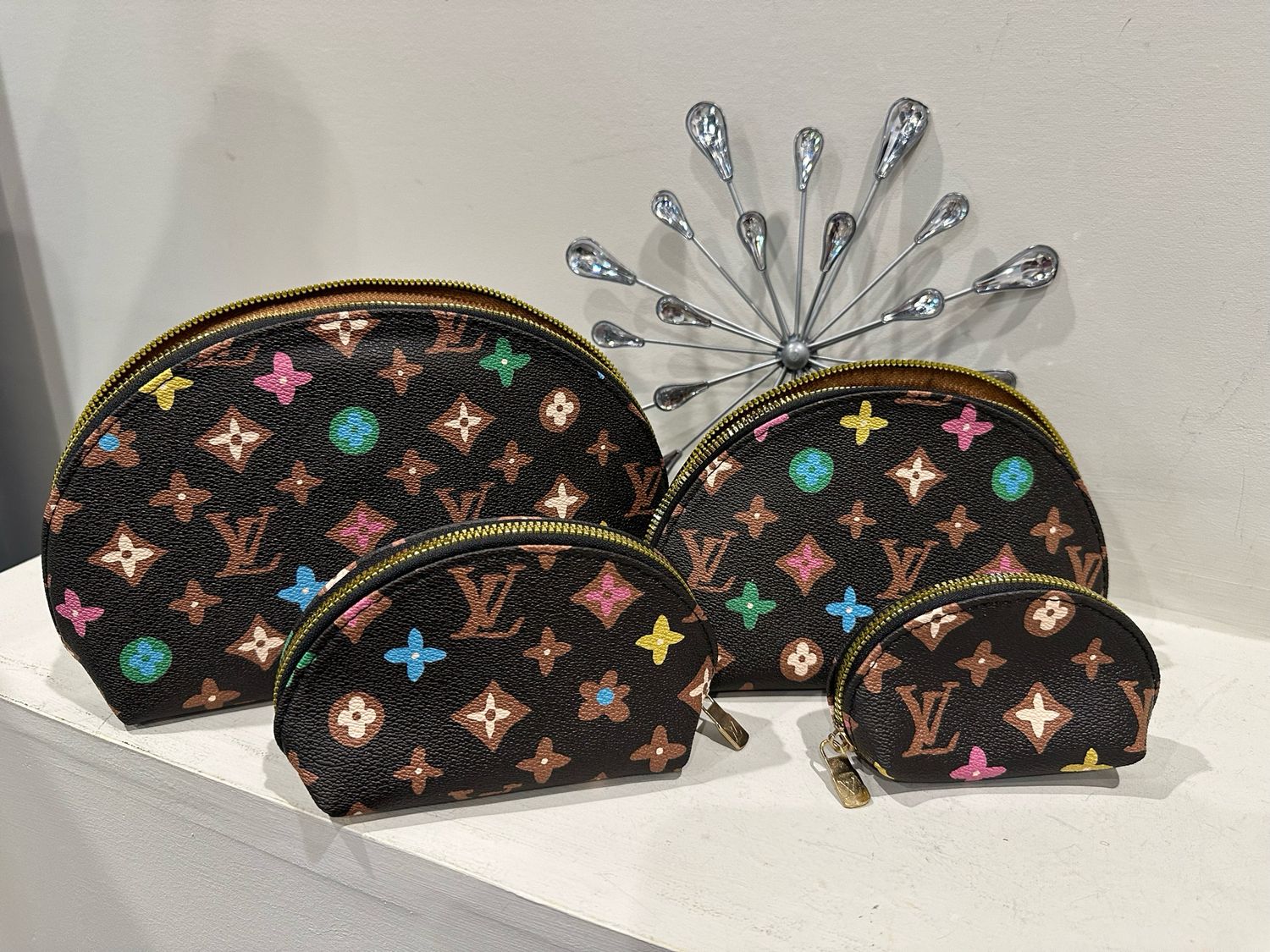 LV Black Colorful Toiletry 4-pc Set