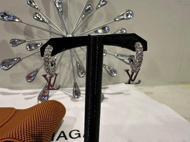LV Silver Stainless Steel Earrings