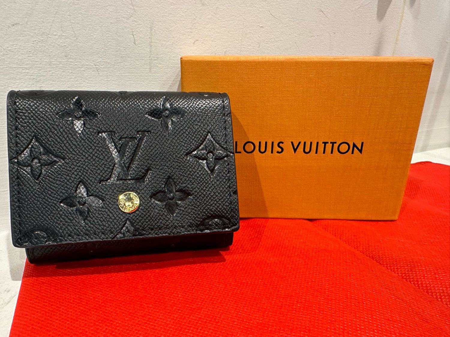 LV Black Embossed Card Holder