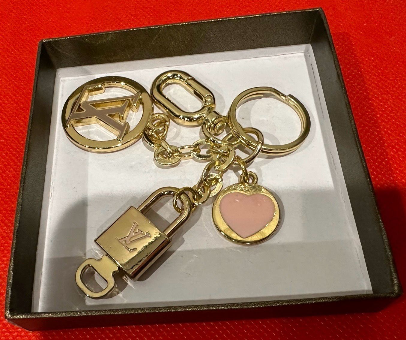 LV Pink And Khaki Keychain