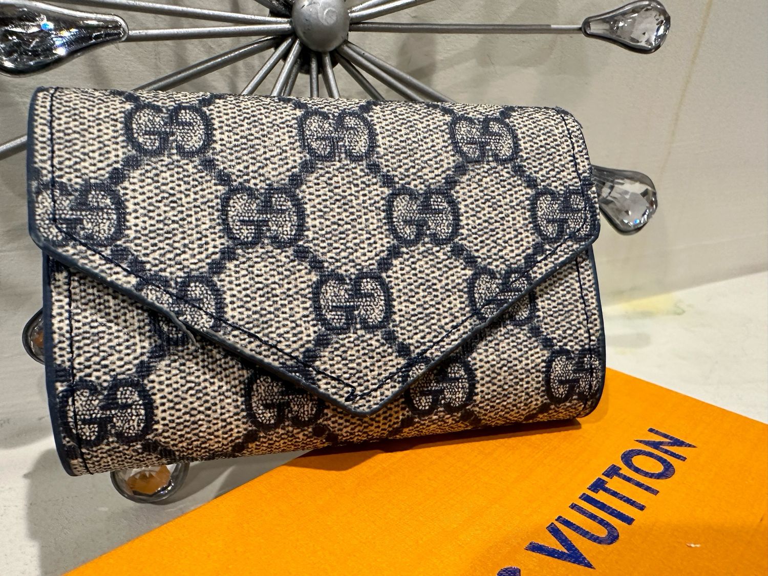 Gucci Blue Mono Cardholder Wallet