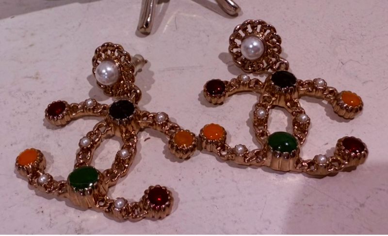 Chanel Antique Gold W/Colorful Stones