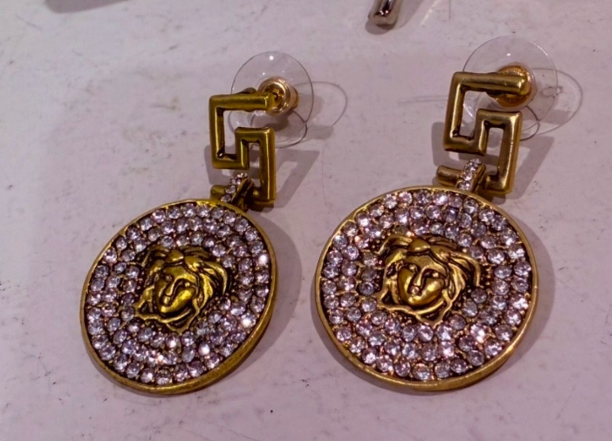 Versace Antique Gold Dangle Earrings