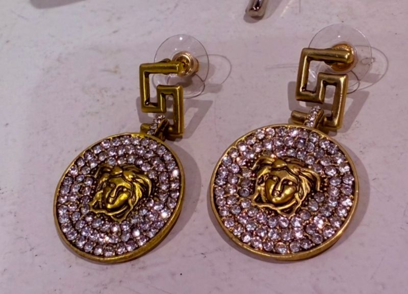 Versace Antique Gold Dangle Earrings