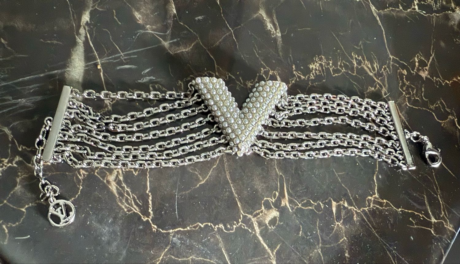 LV Pearl Embellished Bracelet