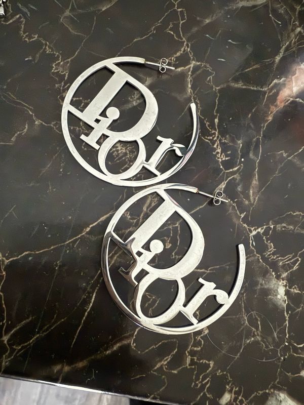 Dior Silver Hoops 2”