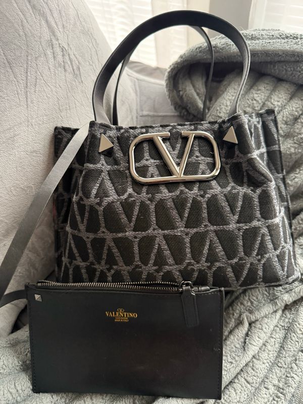 Valentino Black/Gray Canvas Bag