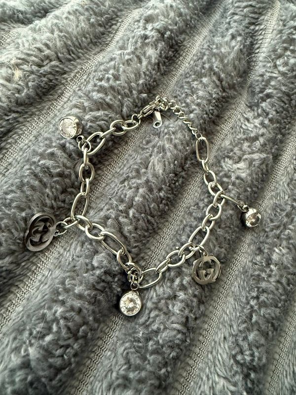 GG Silver Stainless Charm Bracelet