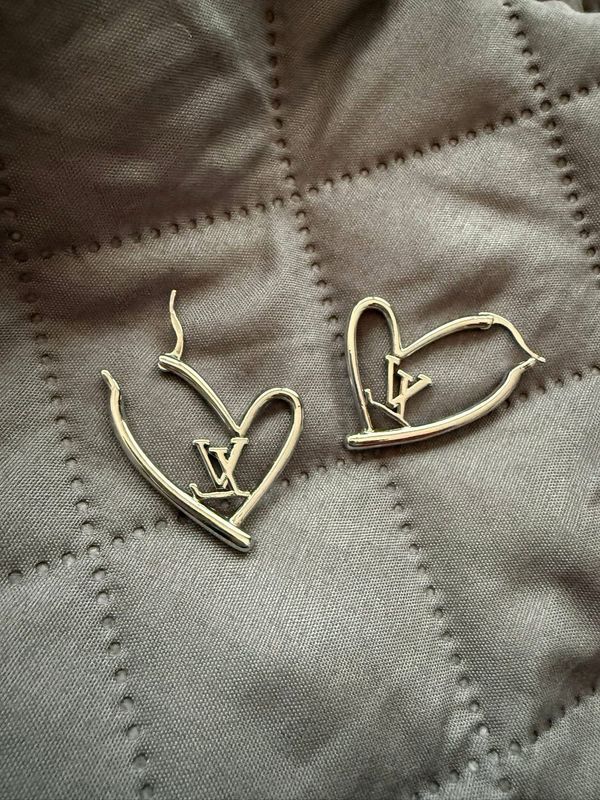 LV Silver Heart Earrings