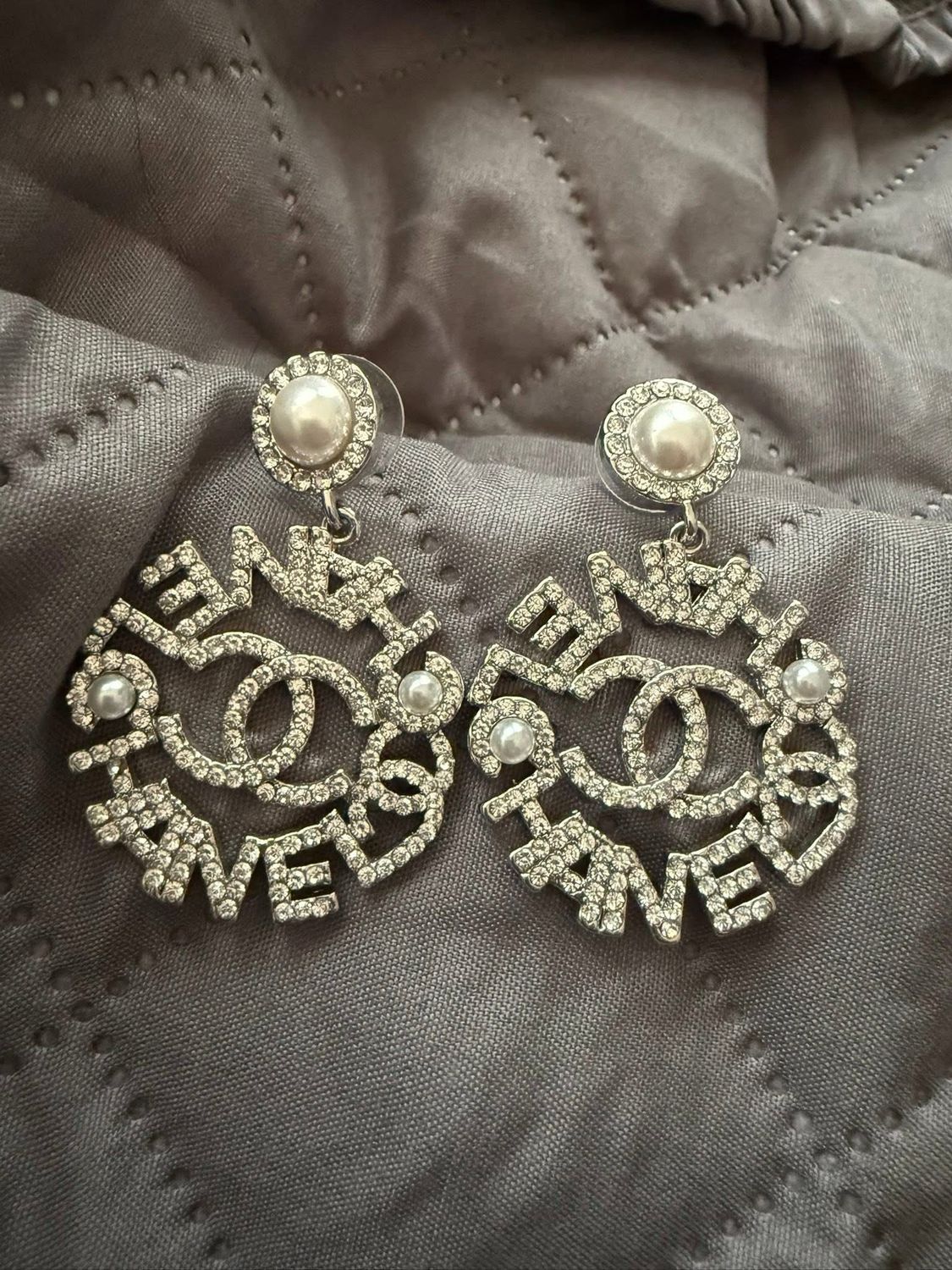 Chanel Pearl Silver Dangle Earrings