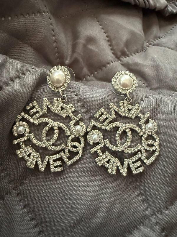 Chanel Pearl Silver Dangle Earrings