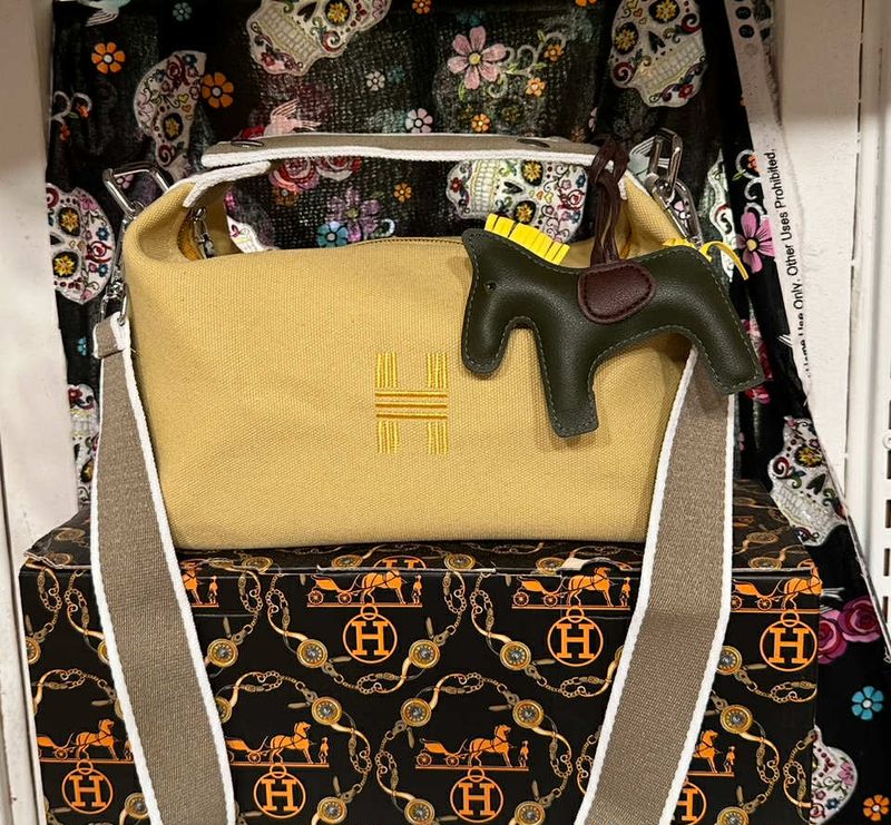 Hermes Gold Canvas Bag