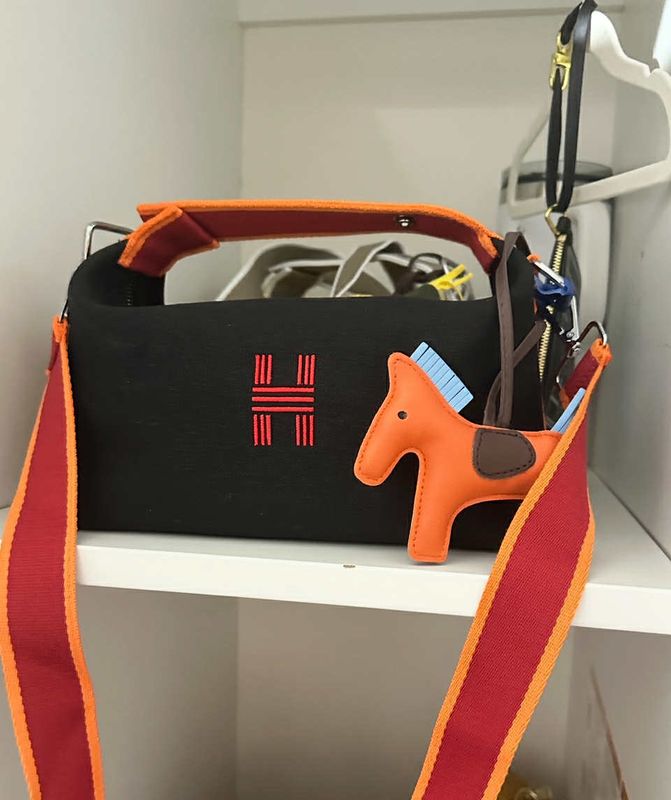 Hermes Black Canvas Bag