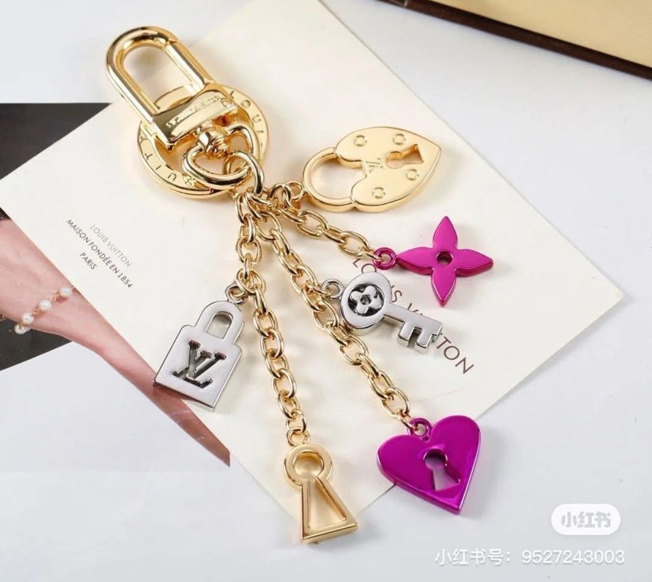 LV Hot Pink Charm Keychain