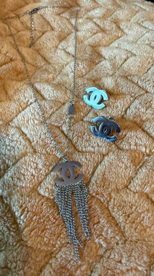 Chanel Silver Necklace &amp; Earrings Set