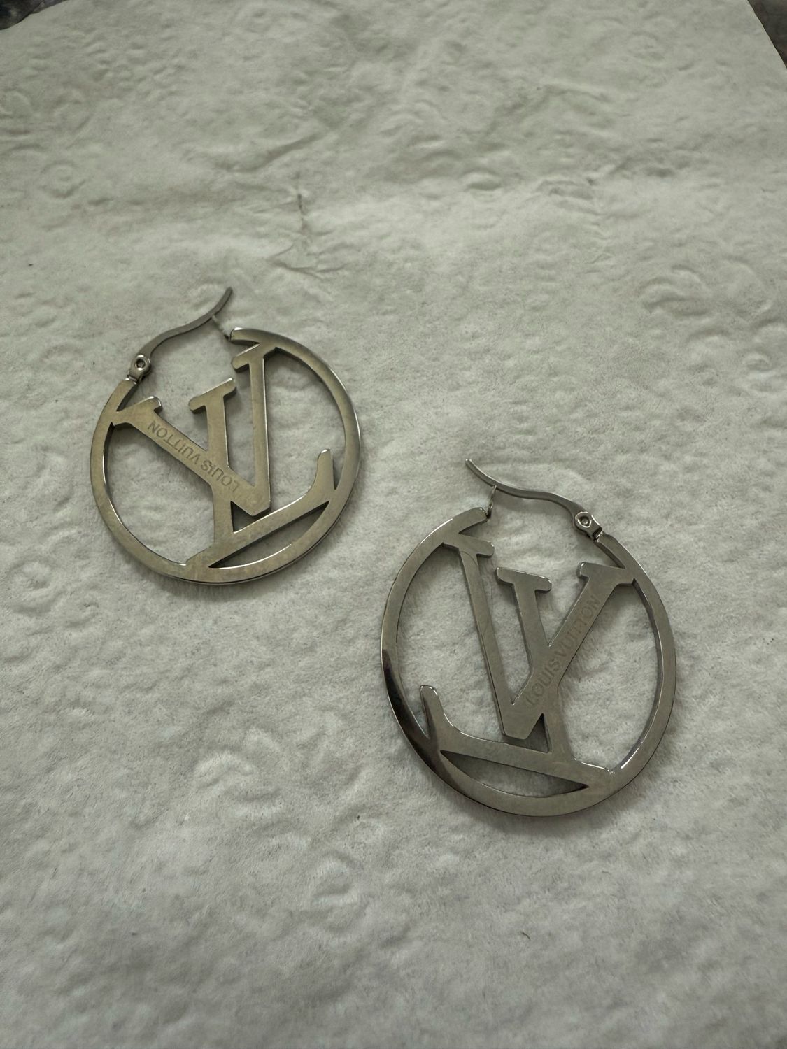 LV Silver Hoop Earrings