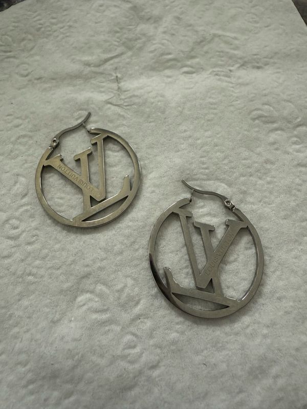 LV Silver Hoop Earrings