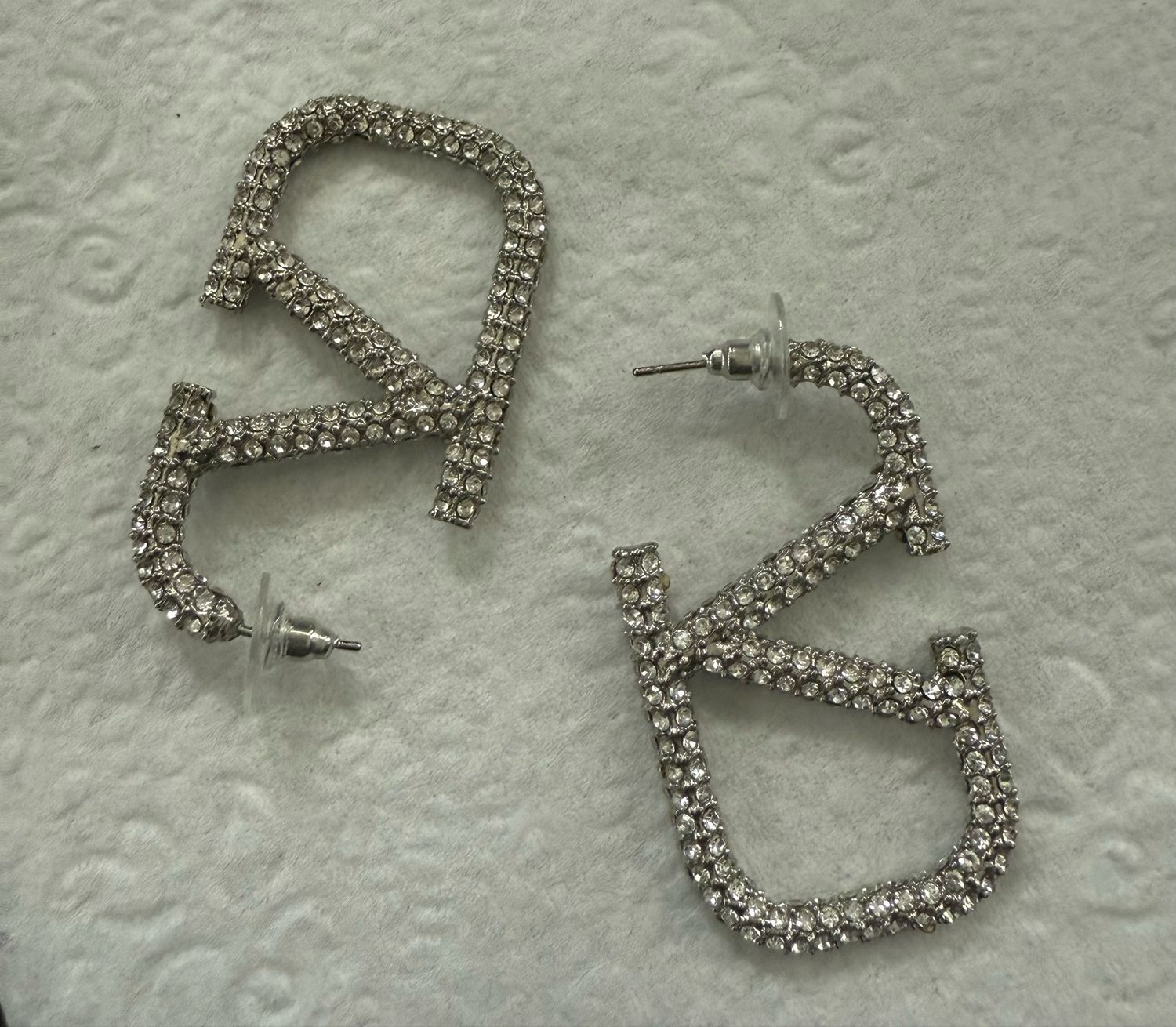 Valentino Silver Crystal Earrings