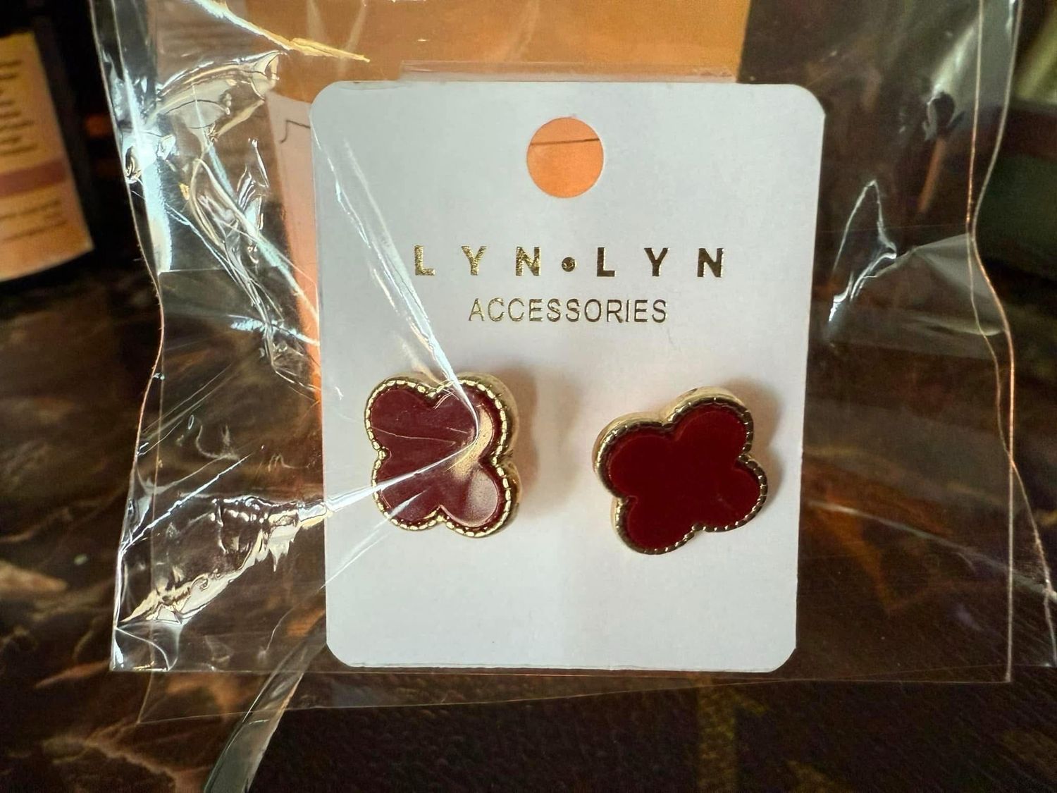 LV Red Flower Told Trim Earrings