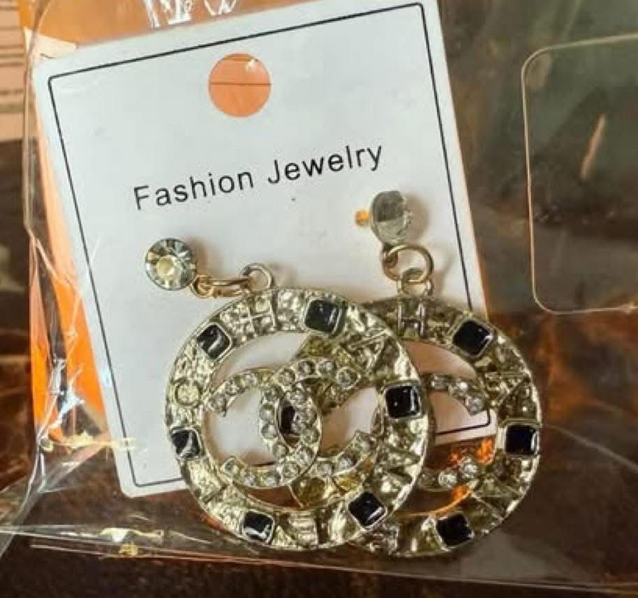 CC Gold Dangling Earrings