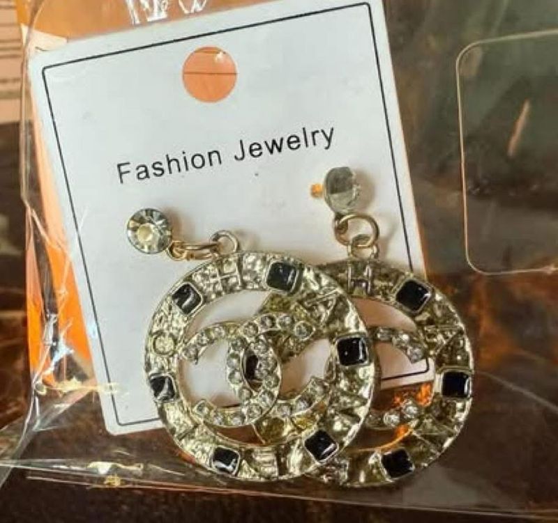 CC Gold Dangling Earrings