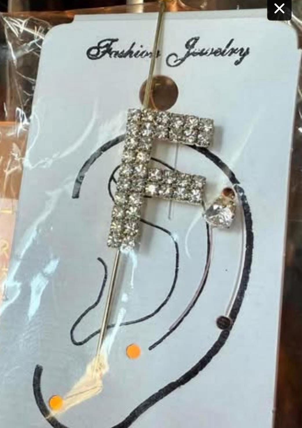 F Initial Ear Cuff Earrings