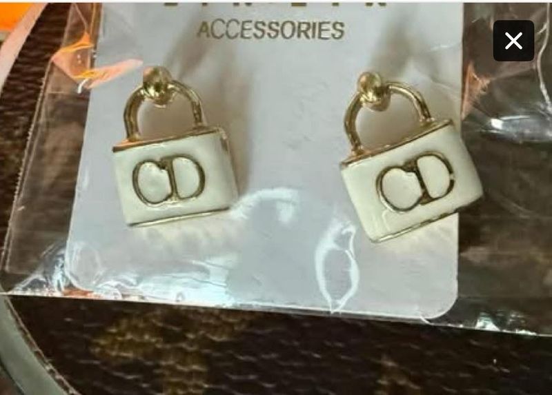 Dior White Lock Earrings