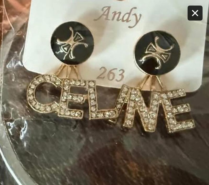 Celine Gold Black Earrings