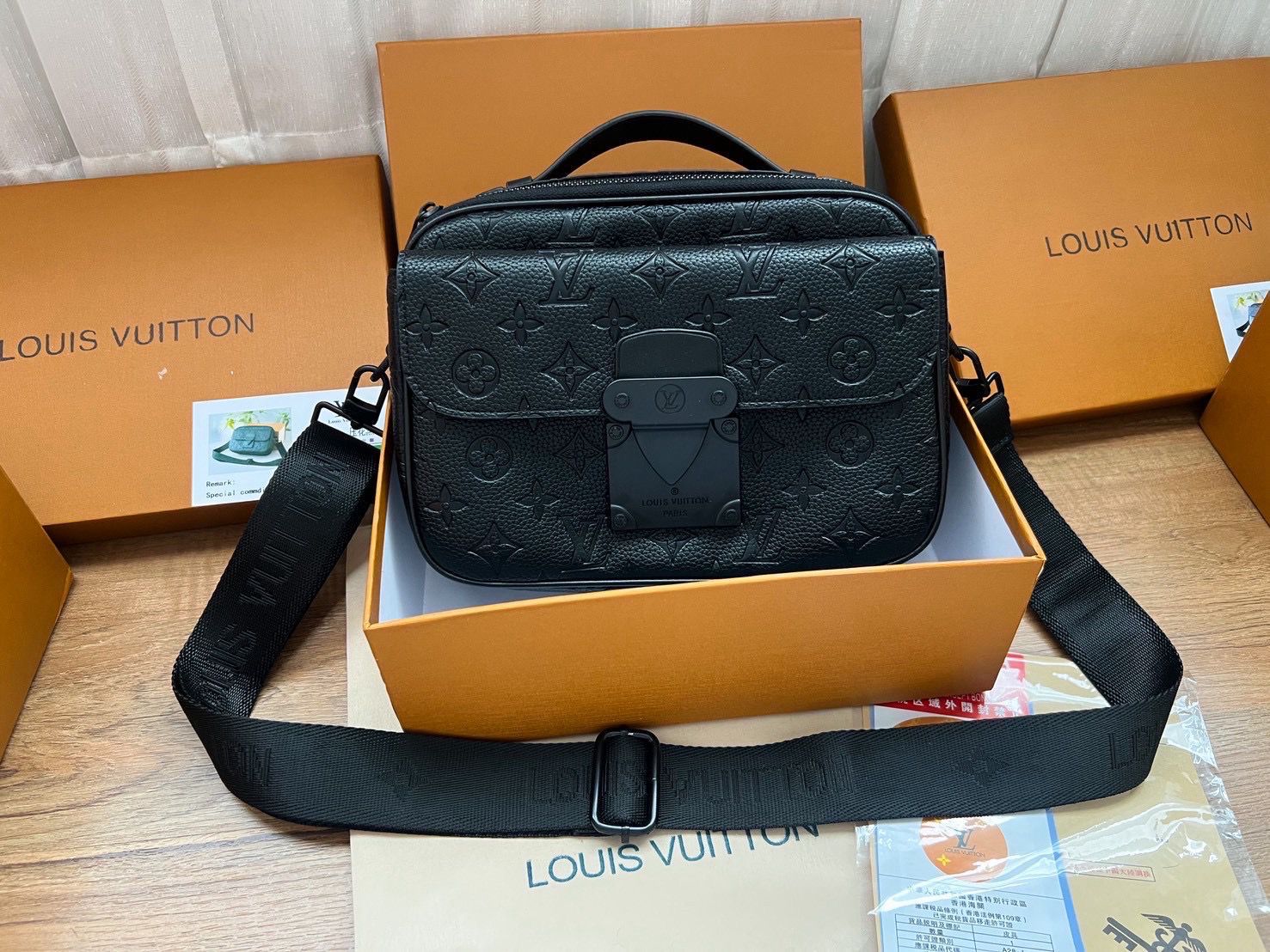 LV Embossed Black Crossbody Bag