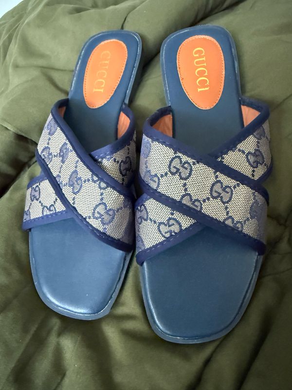 Gucci Mono Navy Blue Slides 8