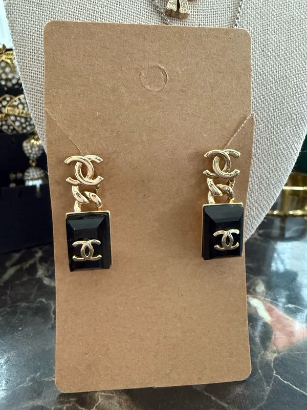 Chanel Black Dangle Earrings