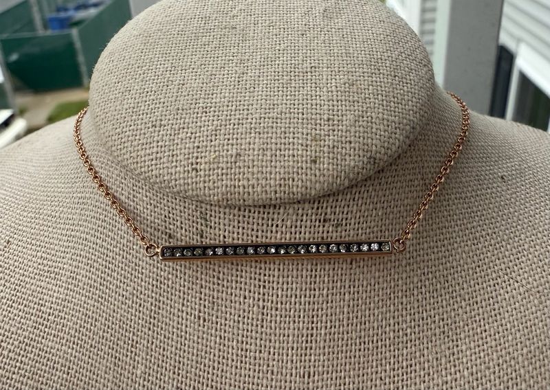 Michael Kit Rose Gold Black Bar Necklace