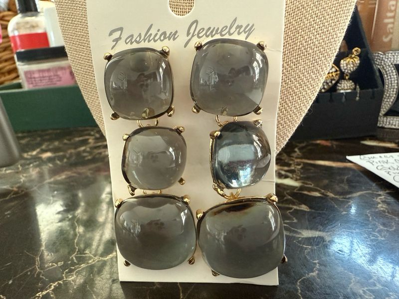 Smoked Gray Dangling Earrings