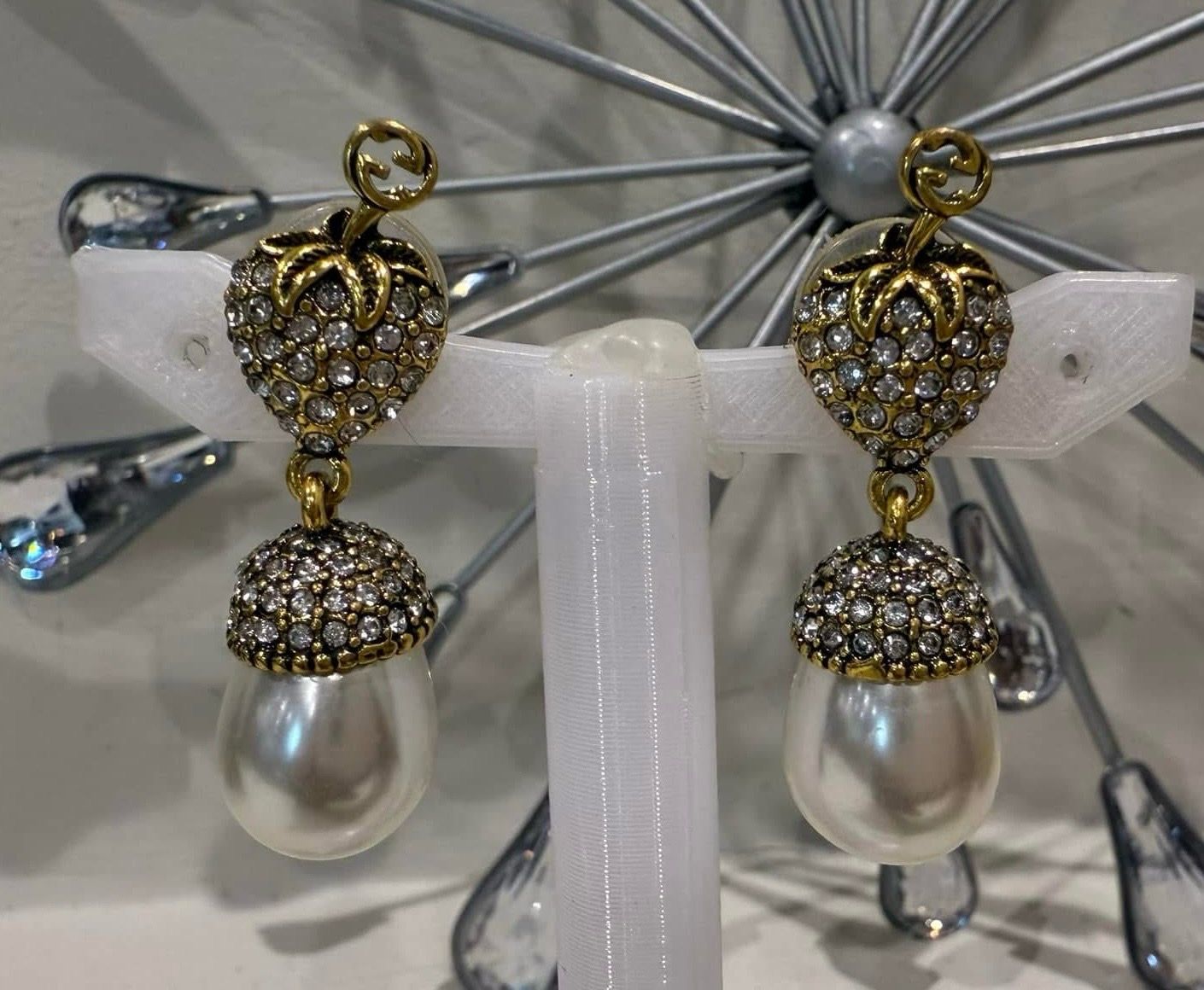 Gucci Gold Strawberry Pearl Earrings