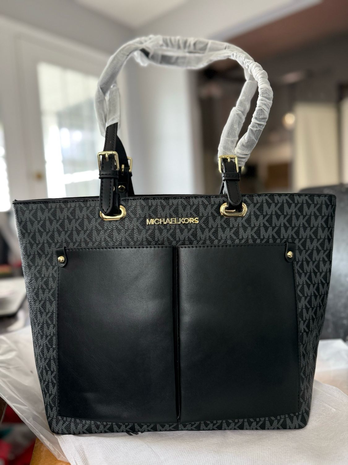 MK Black Mono Tote