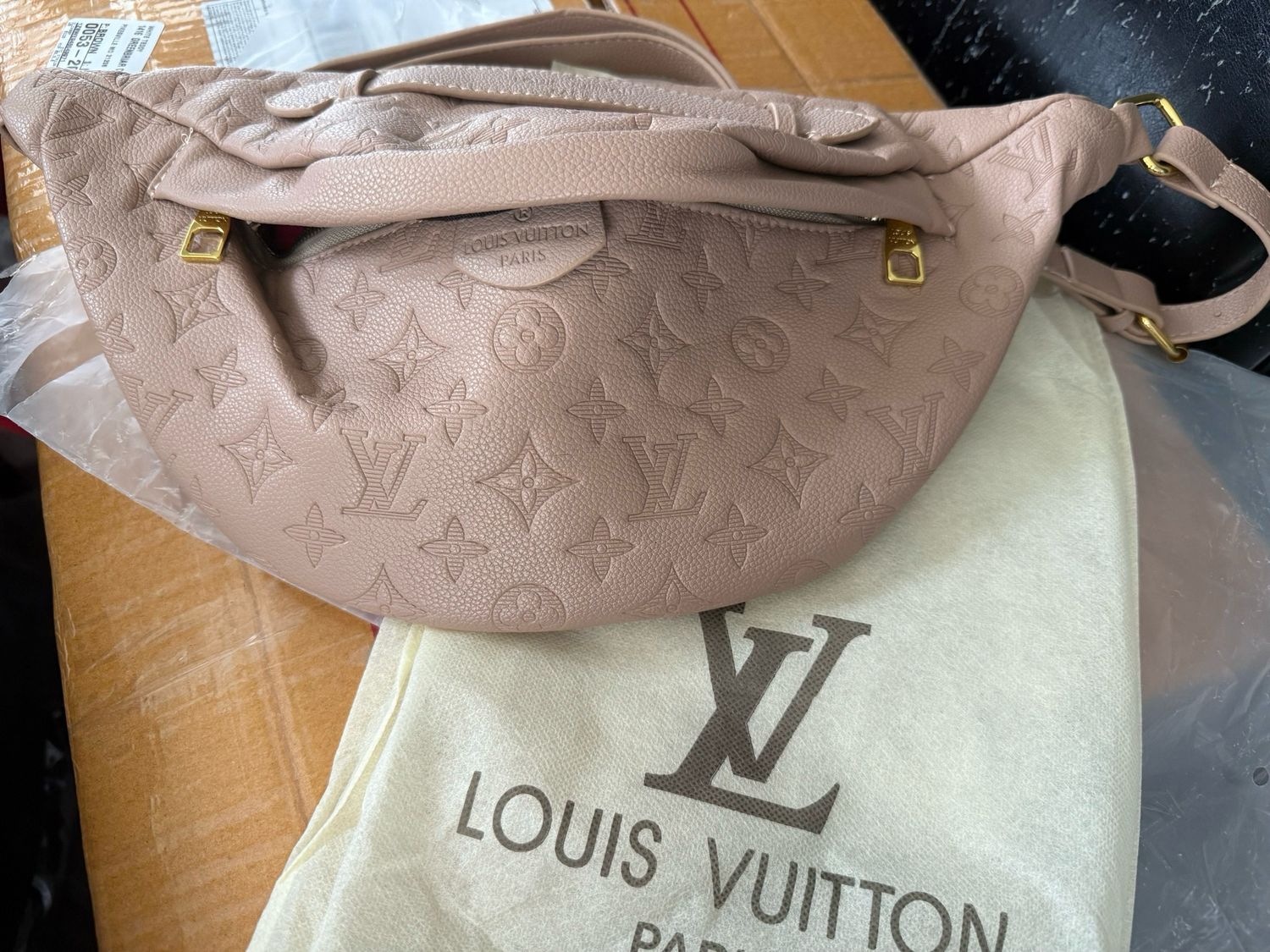 LV Khaki Embossed Belt Bag/Crossbody