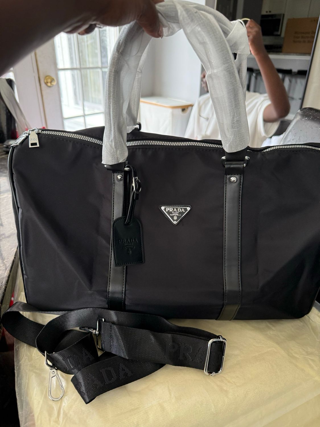 Prada Black Duffel Bag 45”