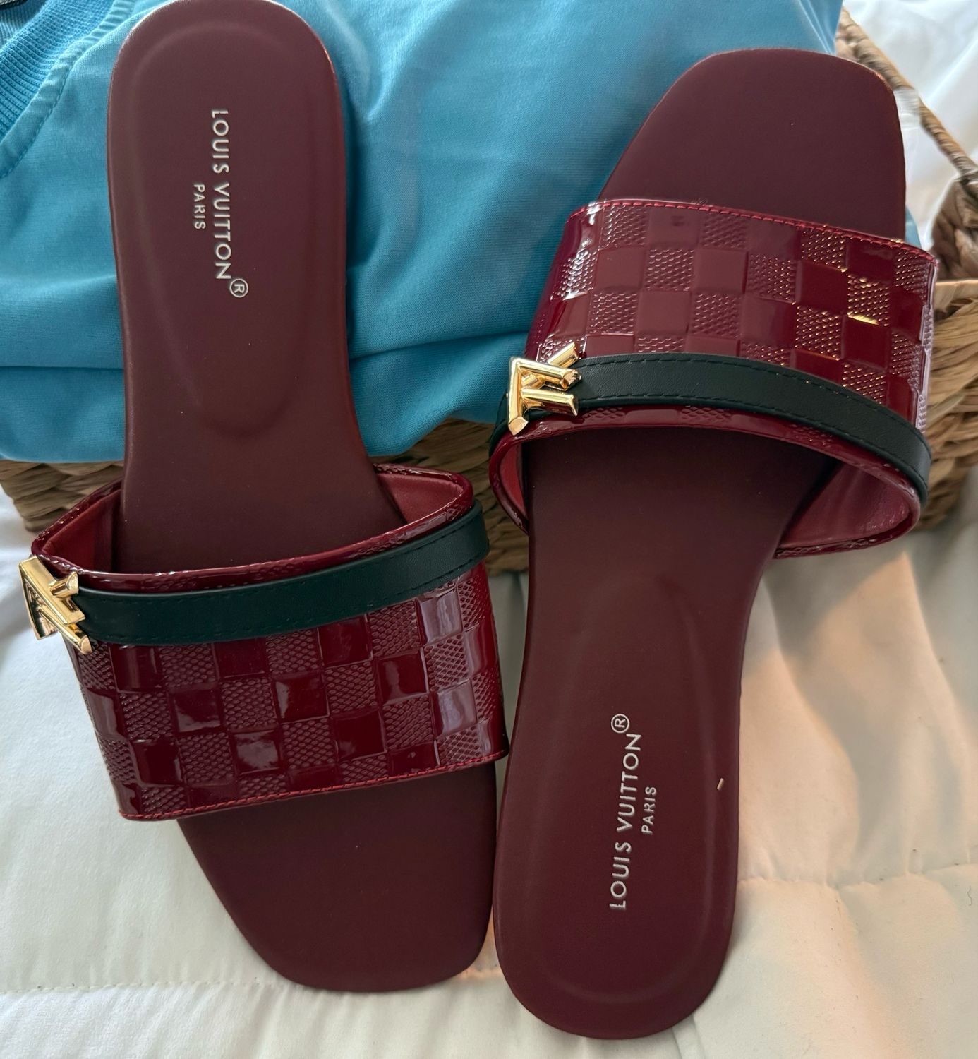 LV Dark Red Slippers 9