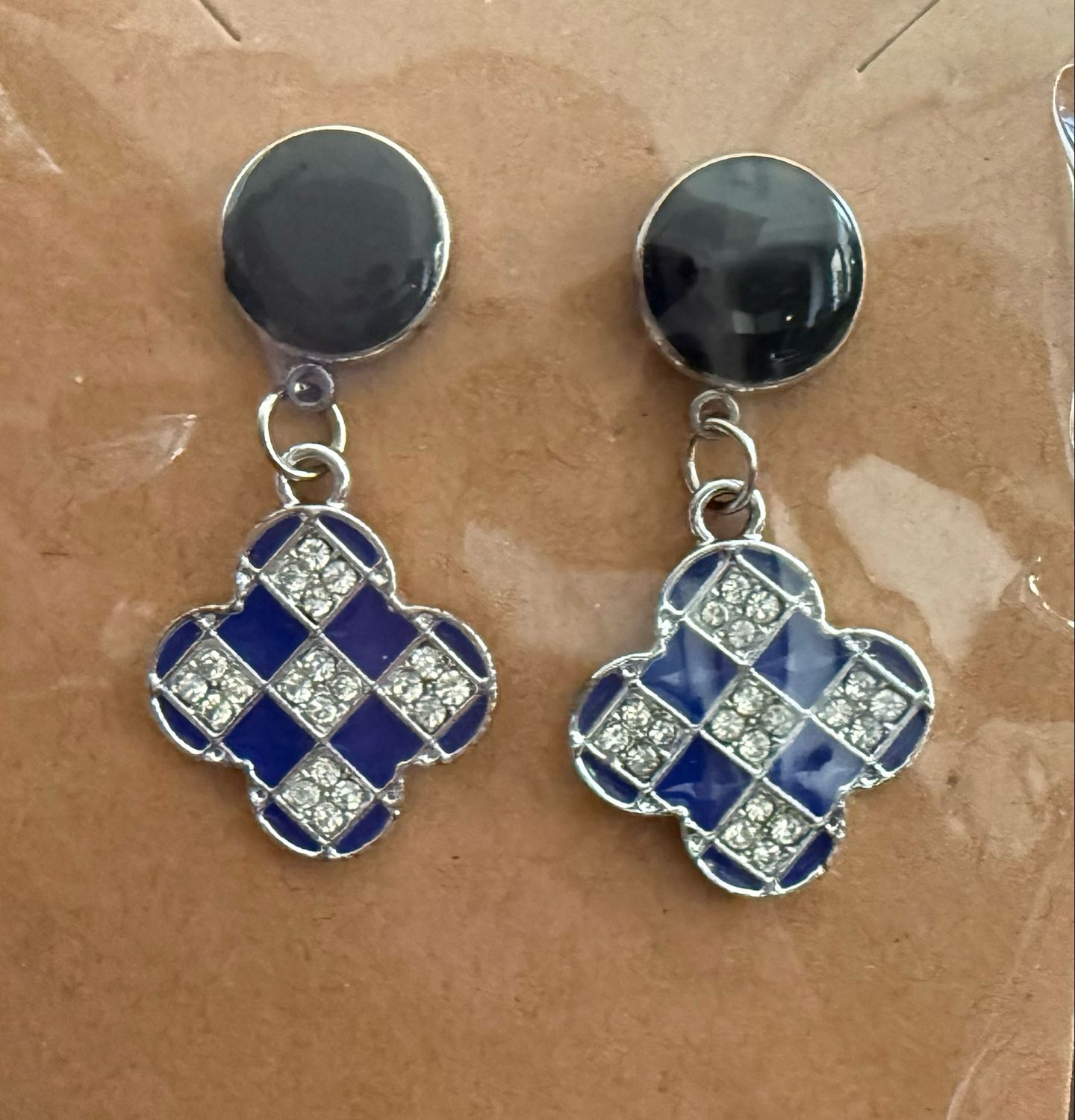 LV Blue Checker Design Earrings
