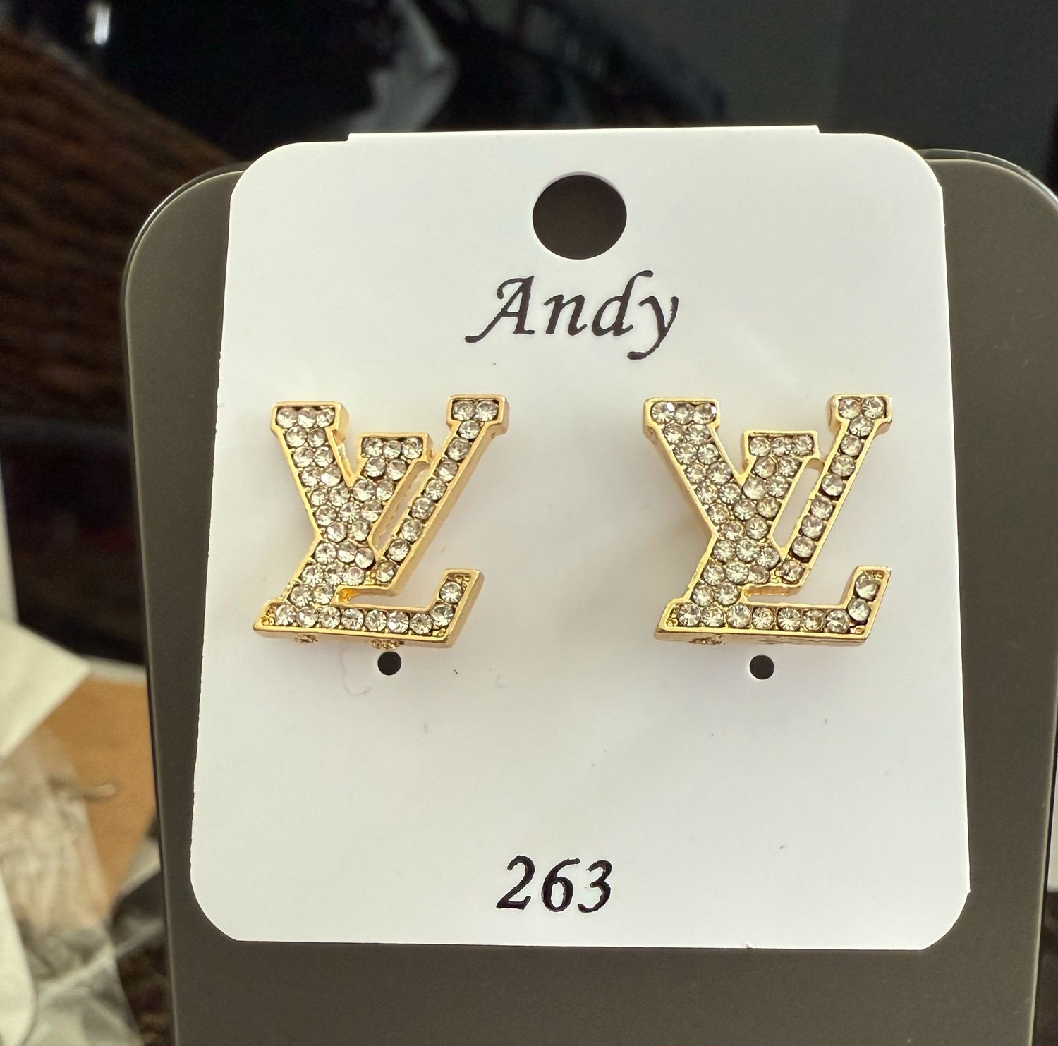 LV Gold Embellished Earrings