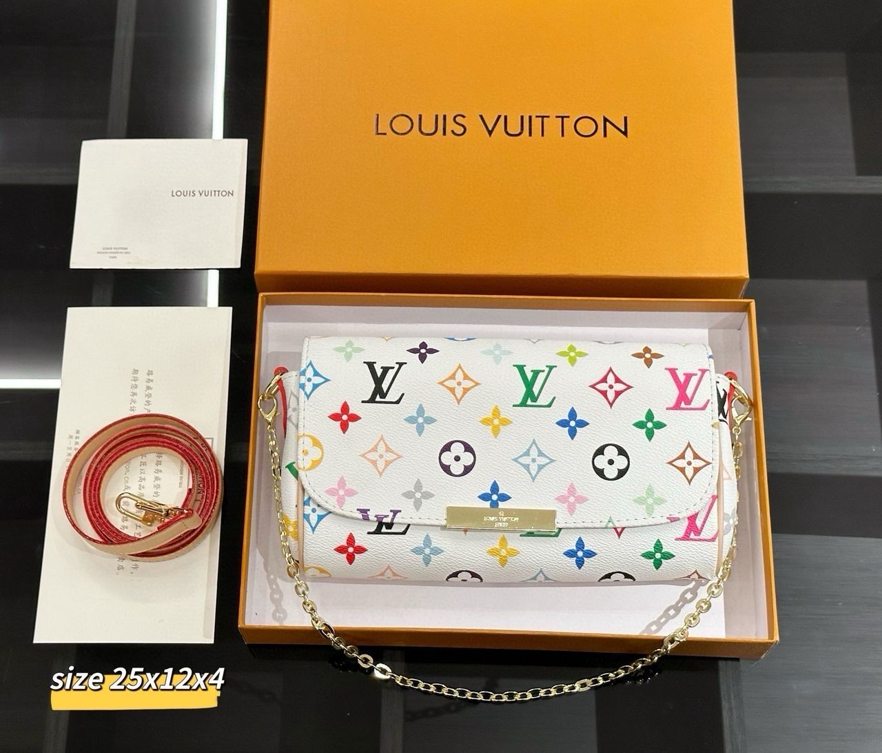 LV White Colorful Bag