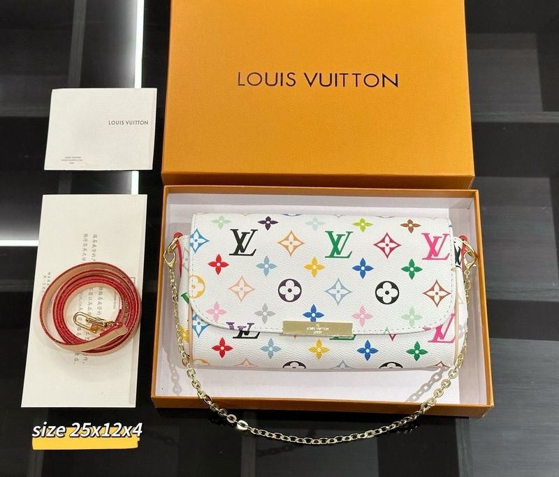 LV White Colorful Bag