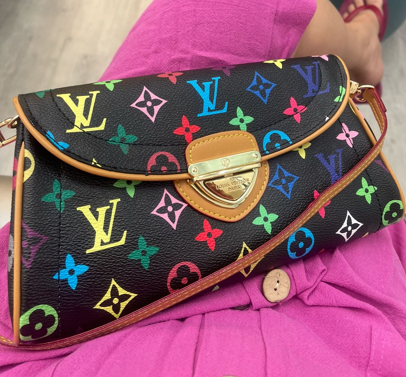 LV Black Colorful Bag