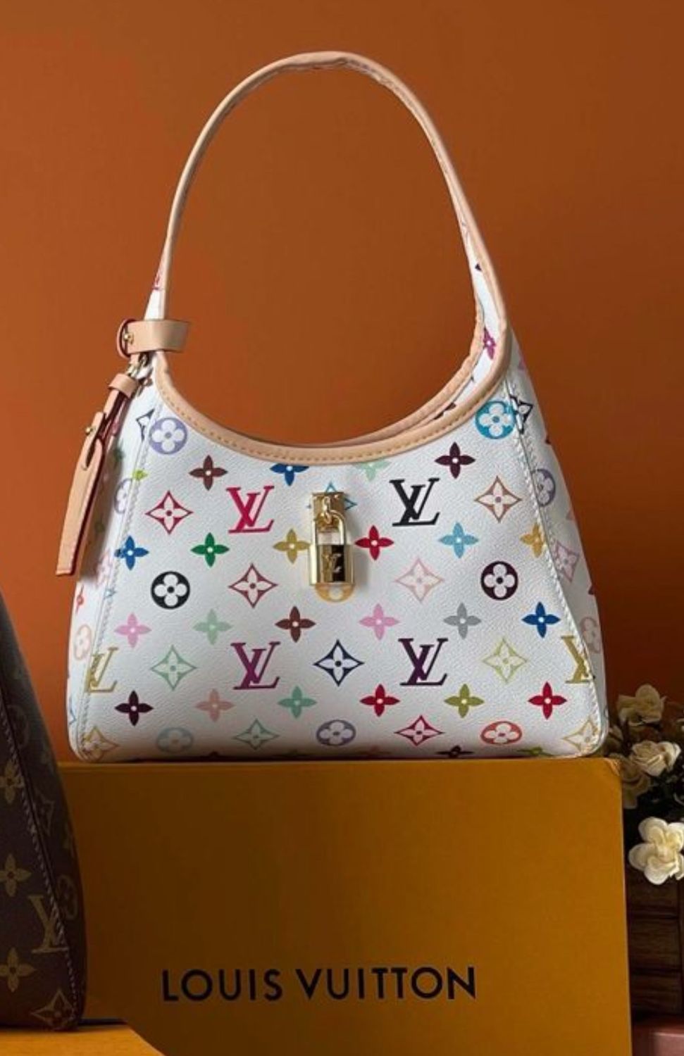 LV White Colorful Shoulder Bag