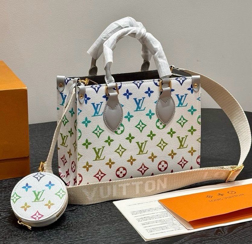 LV White Colorful Tote