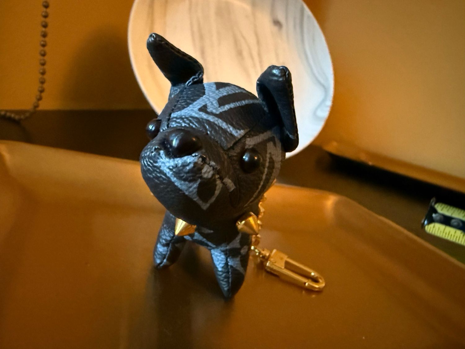 LV Black Mono Puppy Keychain
