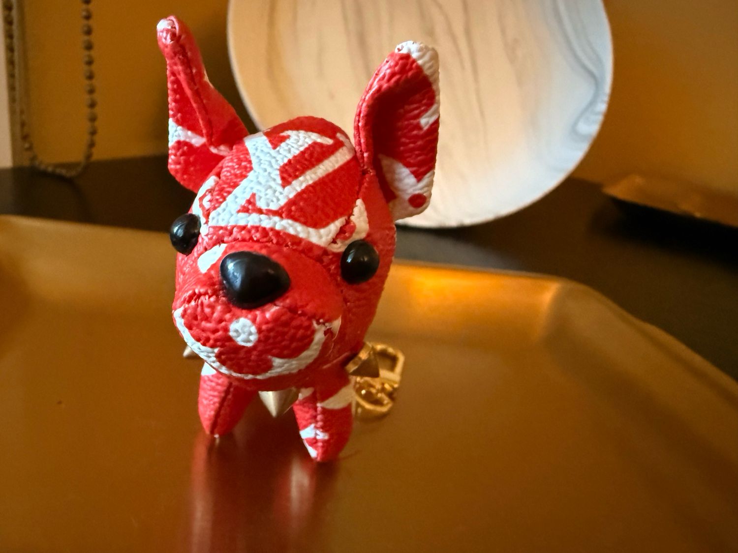 LV Red Mono Puppy Keychain