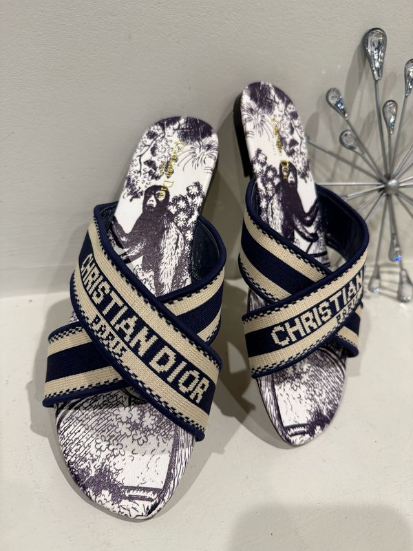Dior Slippers 7.5 Navy Blue